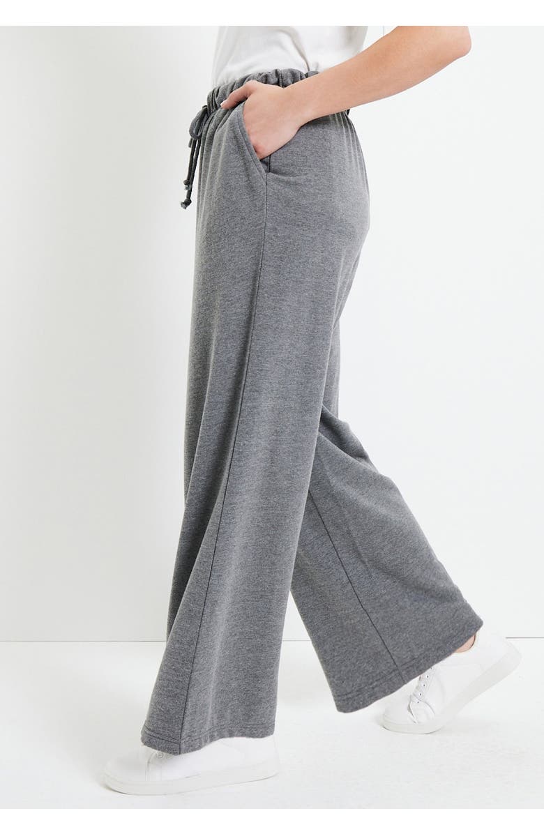 June + Vie French Terry Wide-Leg Pant, Alternate, color, Black