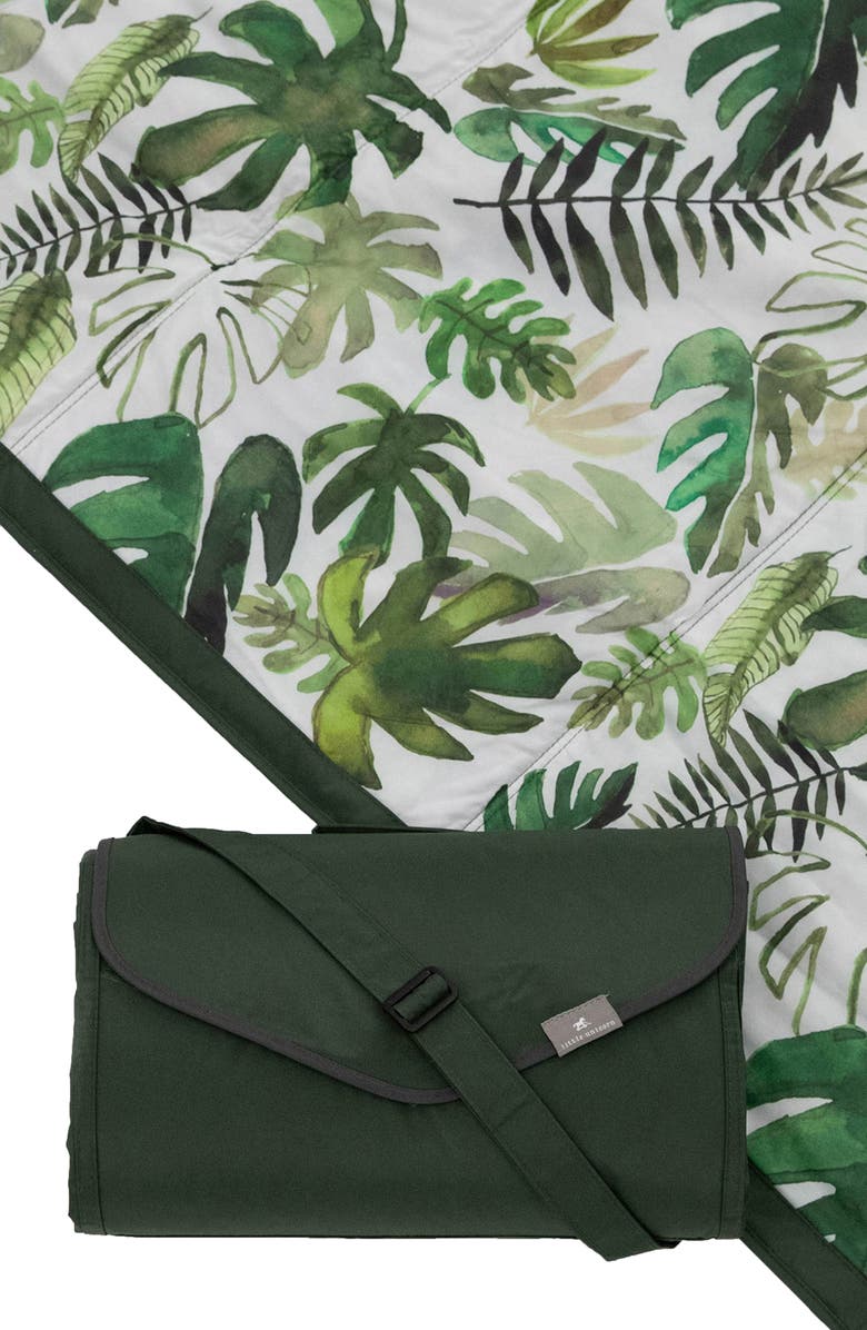 little unicorn 5 x 5 Outdoor Blanket, Alternate, color, Tropical Leaf