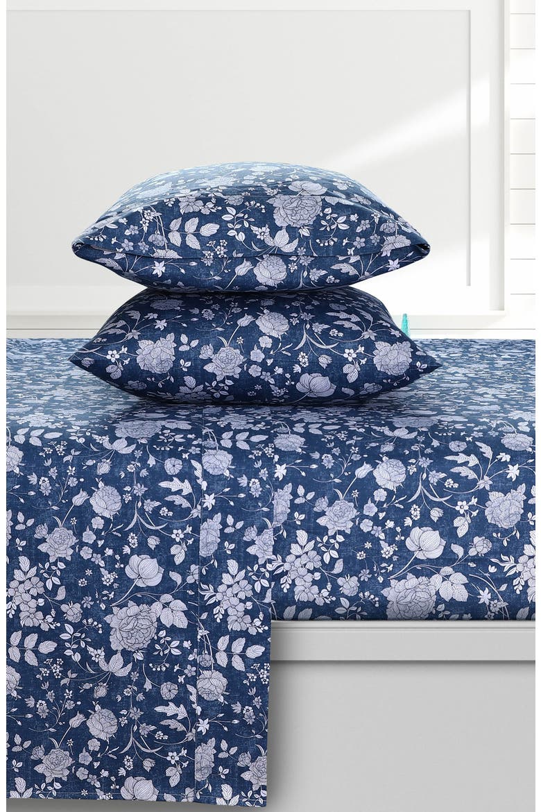 300 Thread Count Organic Cotton Sateen Sheet Set, Alternate, color, BLUE GREY MULTICOLOR