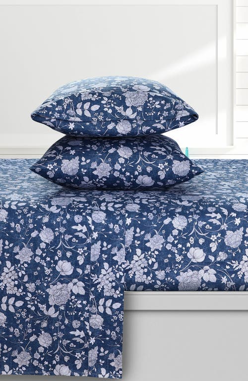 Azores Home 300 Thread Count Organic Cotton Sateen Sheet Set In Blue