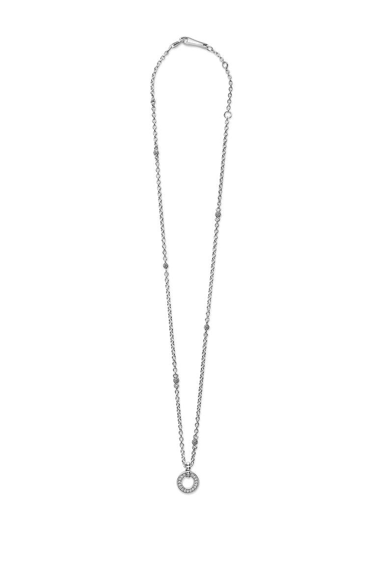Caviar Spark Diamond Open Circle Pendant Necklace, Alternate, color, DIAMOND/ SILVER