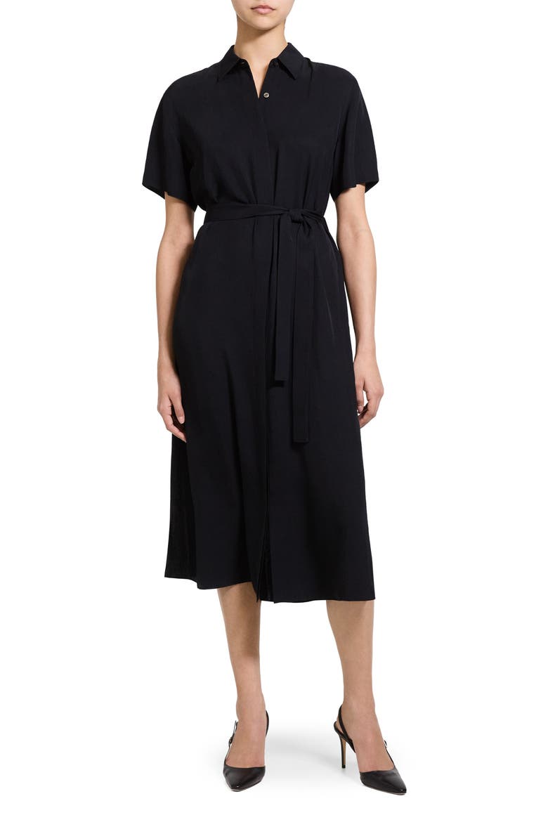 Belted A-Line Shirtdress, Alternate, color, BLACK - 001