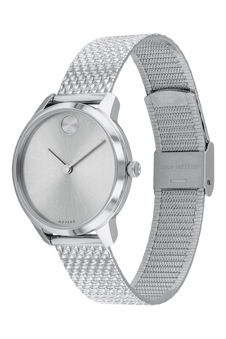 Bold Mesh Strap Watch, 42mm, Alternate, color, SILVER
