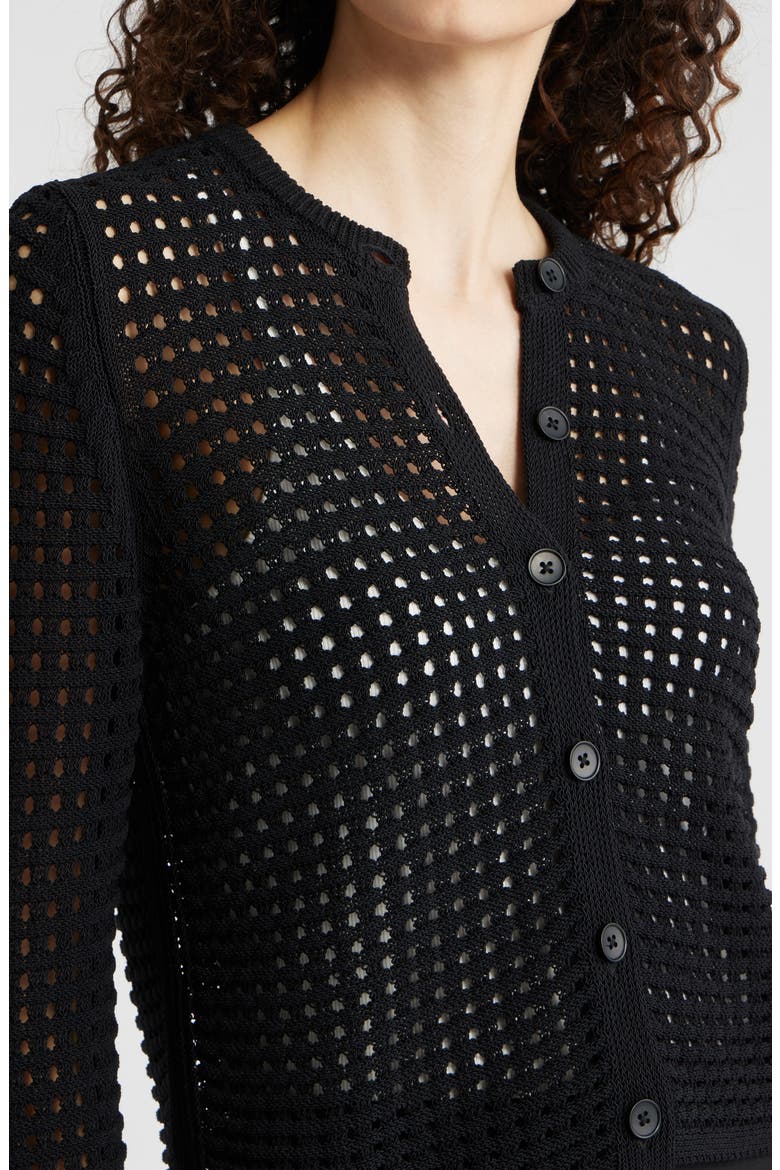 Mesh Stitch Cardigan, Alternate, color, BLACK