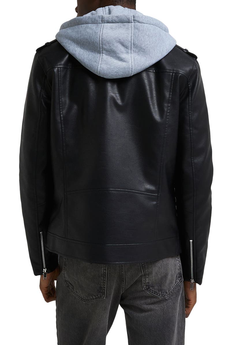 River Island BIKER HYBRID HOODIE INSERT, Alternate, color,