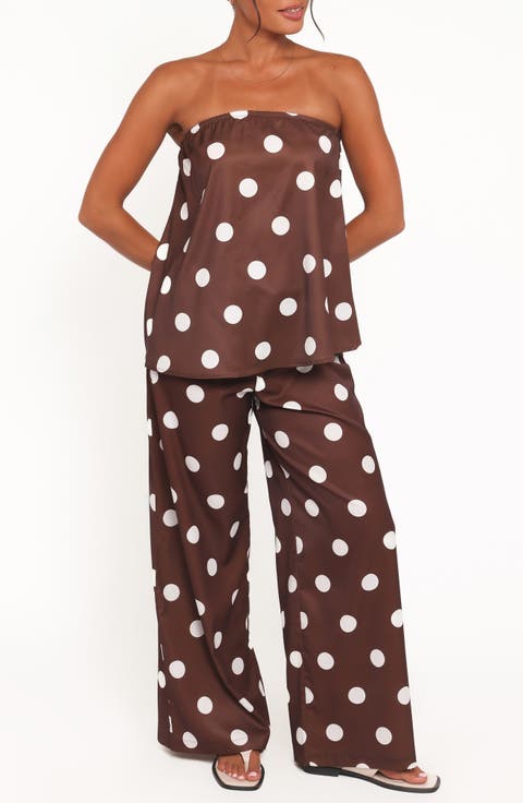 Brielle Polka Dot Strapless Top & Pants Set