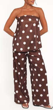 Petal & Pup Brielle Polka Dot Strapless Top & Pants Set