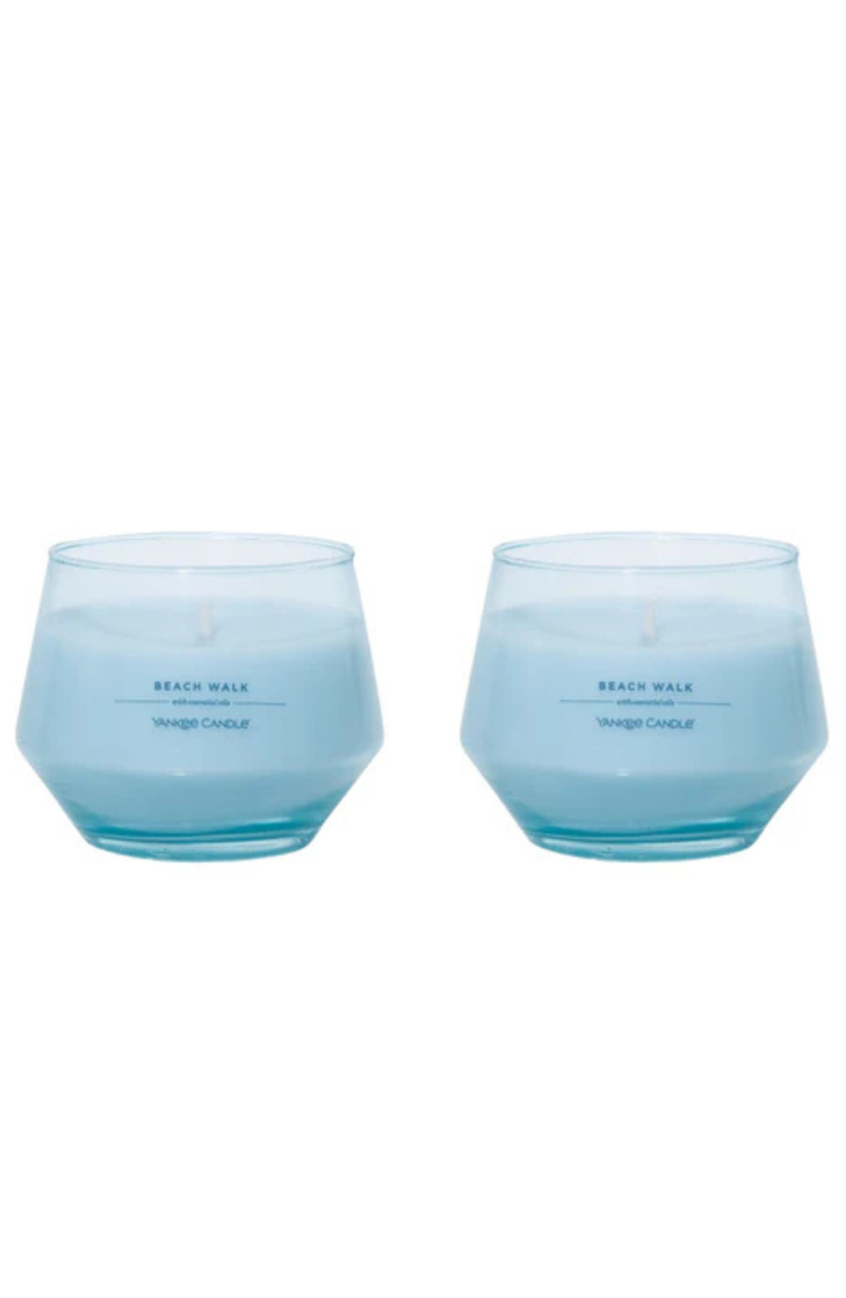 YANKEE CANDLE Beach Walk Studio Candle with Essential Oils, Set of 2, Main, color, Light Blue