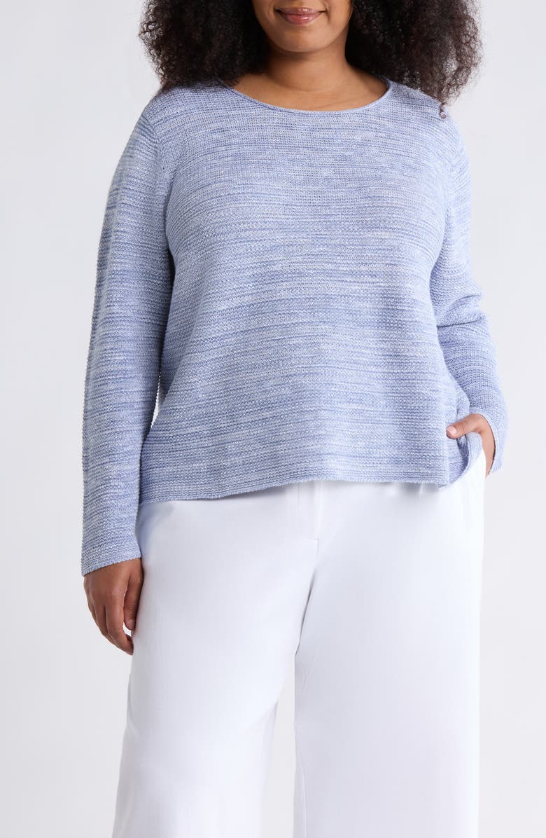 Eileen Fisher Crewneck Organic Linen & Organic Cotton Sweater, Main, color, Haze