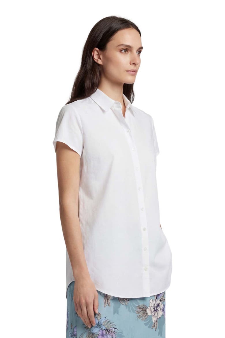 Womens Short Sleeve Linen Shirt, Alternate, color, WHITE