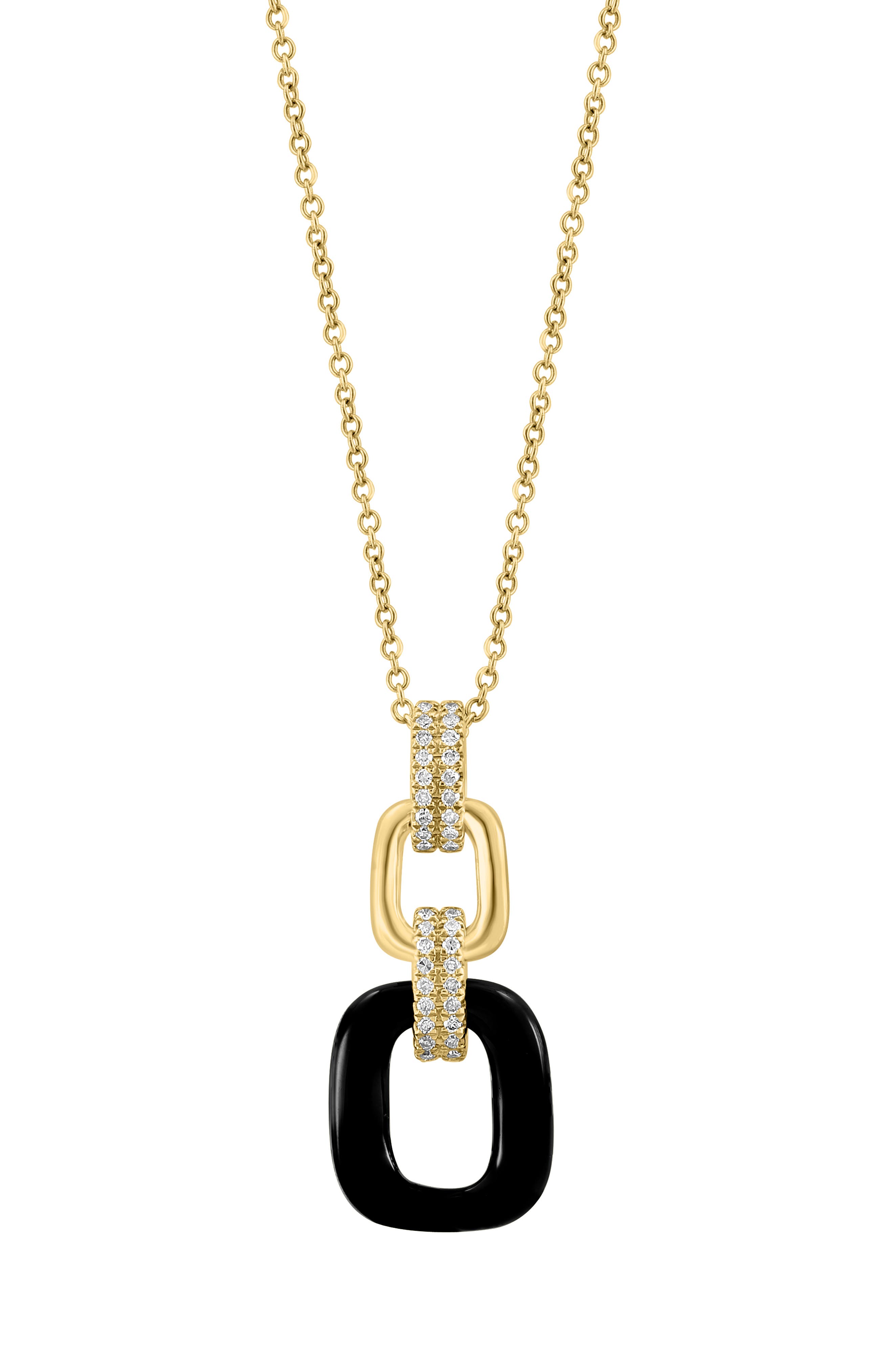EFFY Onyx & Diamond Link Pendant Necklace - 0.14ct.
