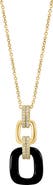 EFFY Onyx & Diamond Link Pendant Necklace - 0.14ct.