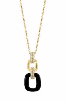 EFFY Onyx & Diamond Link Pendant Necklace - 0.14ct.