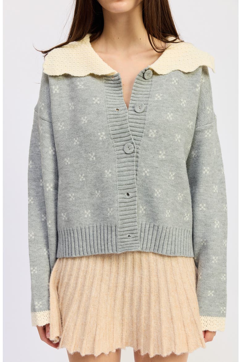 Georgia Contrast Collar Cardigan, Alternate, color, GREY