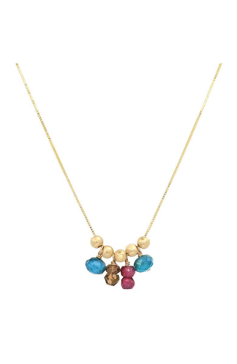 ELLIOT YOUNG MOVEABLE JEWEL TONE BEAD 14K GOLD NECKLACE, Main, color, Blue