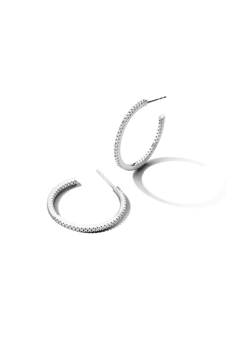 Ever Diamond Earrings  |  18 natural diamonds | 925 Sterling Silver | Earrings | Hoop | White Rhodium, Alternate, color, White Rhodium