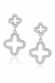 SUZY LEVIAN Cubic Zirconia Clover Drop Earrings