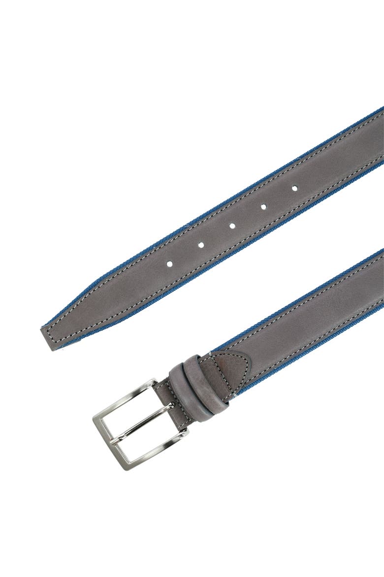The Back Nine 35mm Full Grain Leather with Nylon Lining Casual Golf Belt, Alternate, color, Grey with Light Blue Lining