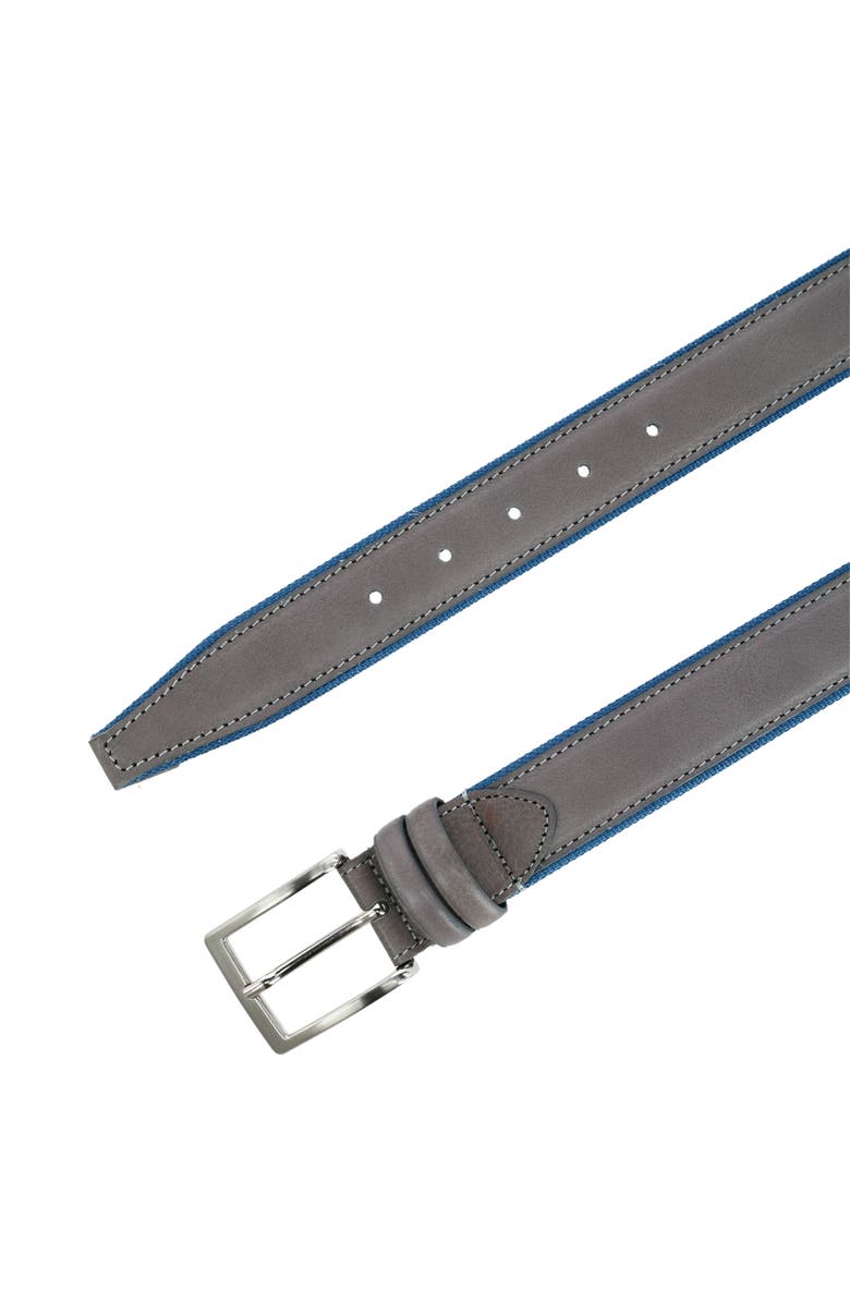 Trafalgar The Back Nine 35mm Full Grain Leather with Nylon Lining Casual Golf Belt, Alternate, color, Grey With Light Blue Lining