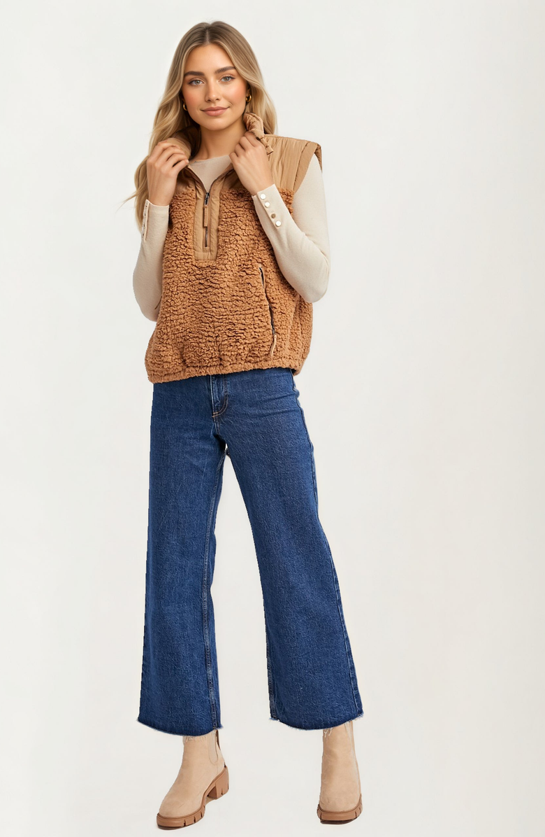 Knit and Lounge Textured Quilted Zip Vest, Alternate, color, 