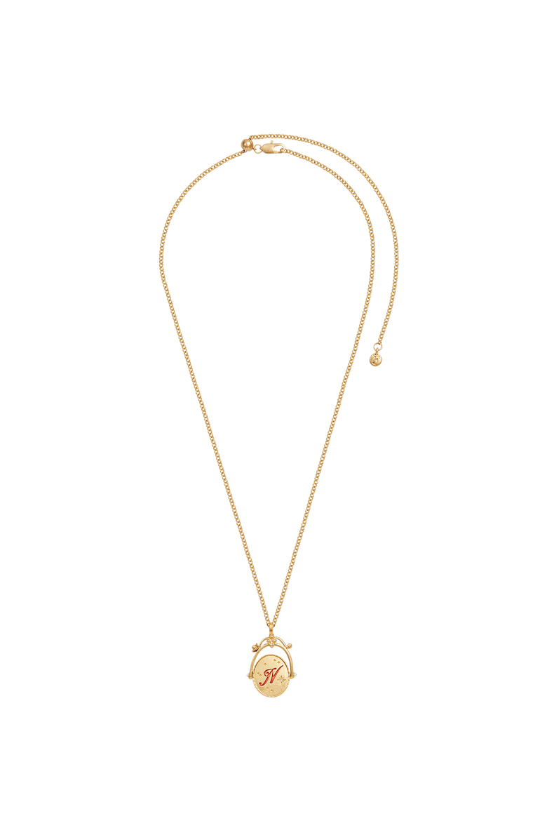 N Initial Nasturtium Gold Spinner Chain Necklace, Alternate, color, Gold