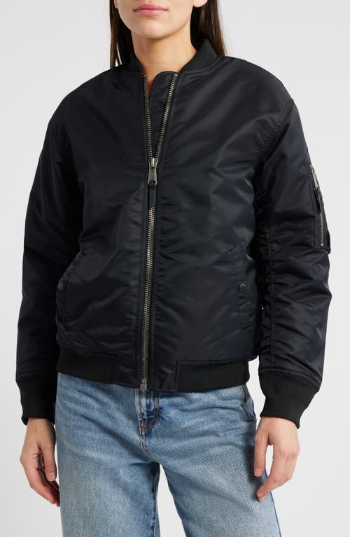 Schott NYC Nylon MA-1 Flight Jacket in Black 