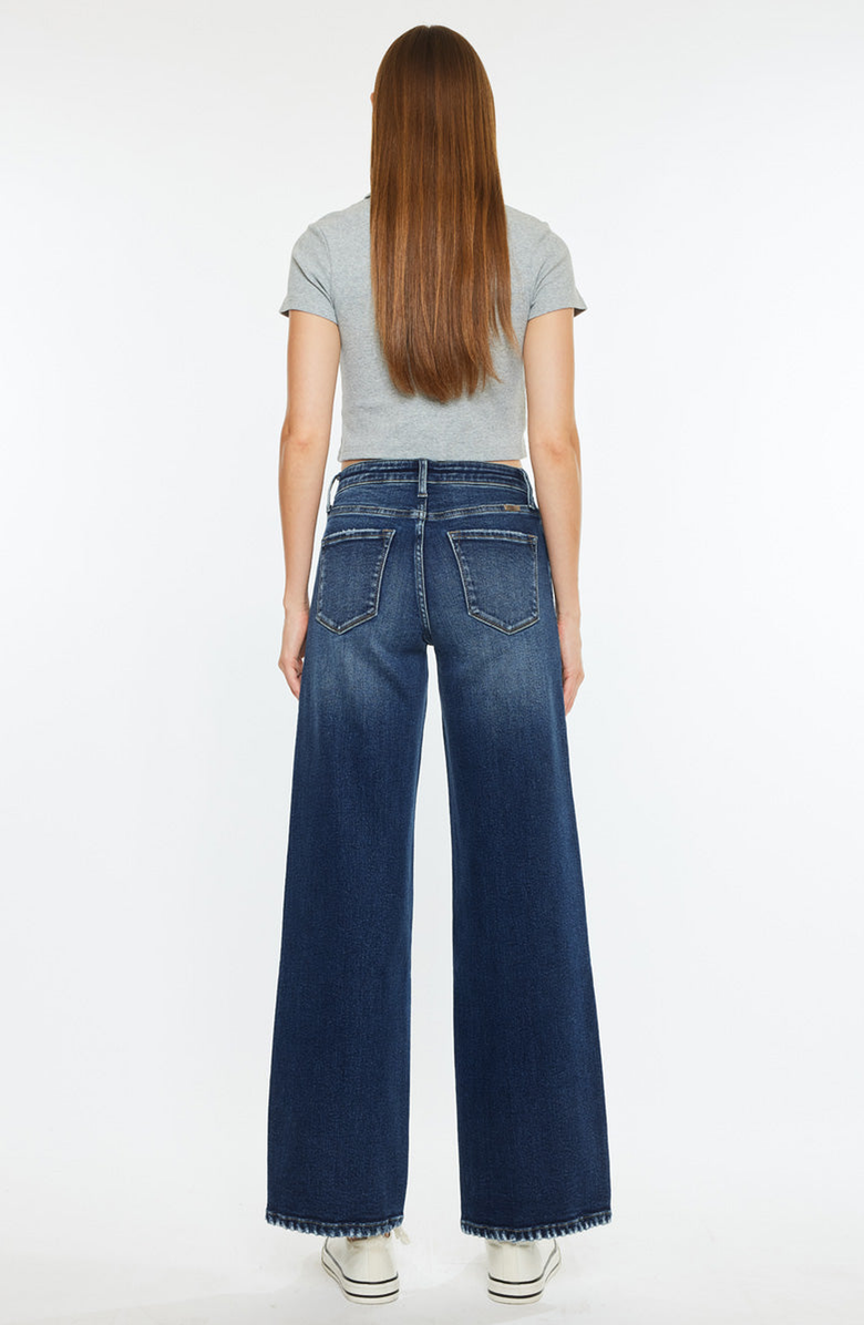 KanCan Dania Essentials High Rise Wide Leg Jeans, Alternate, color, Dark Wash