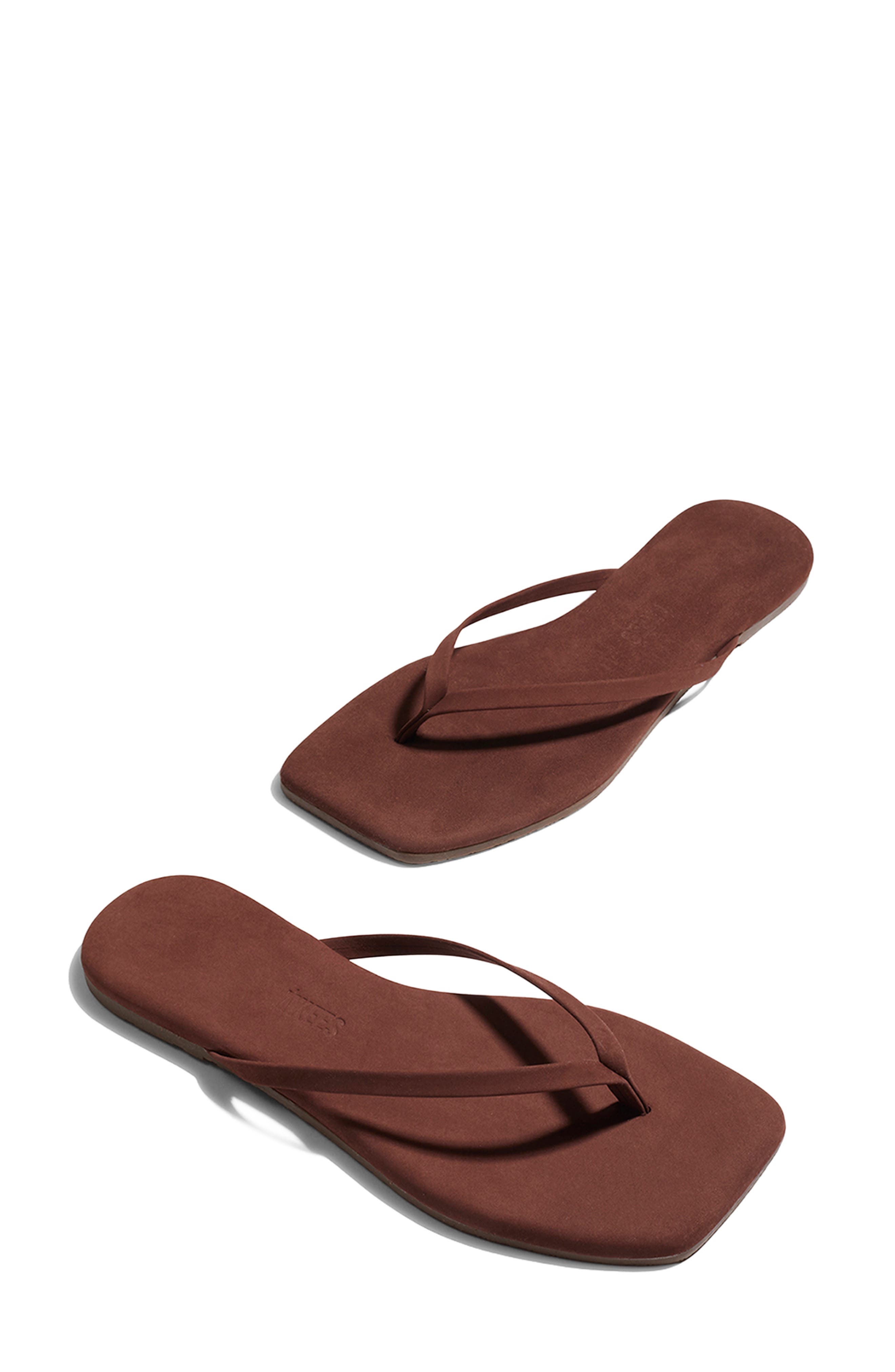 TKEES Lily Square Toe Flip Flop, Main, color, Bourbon