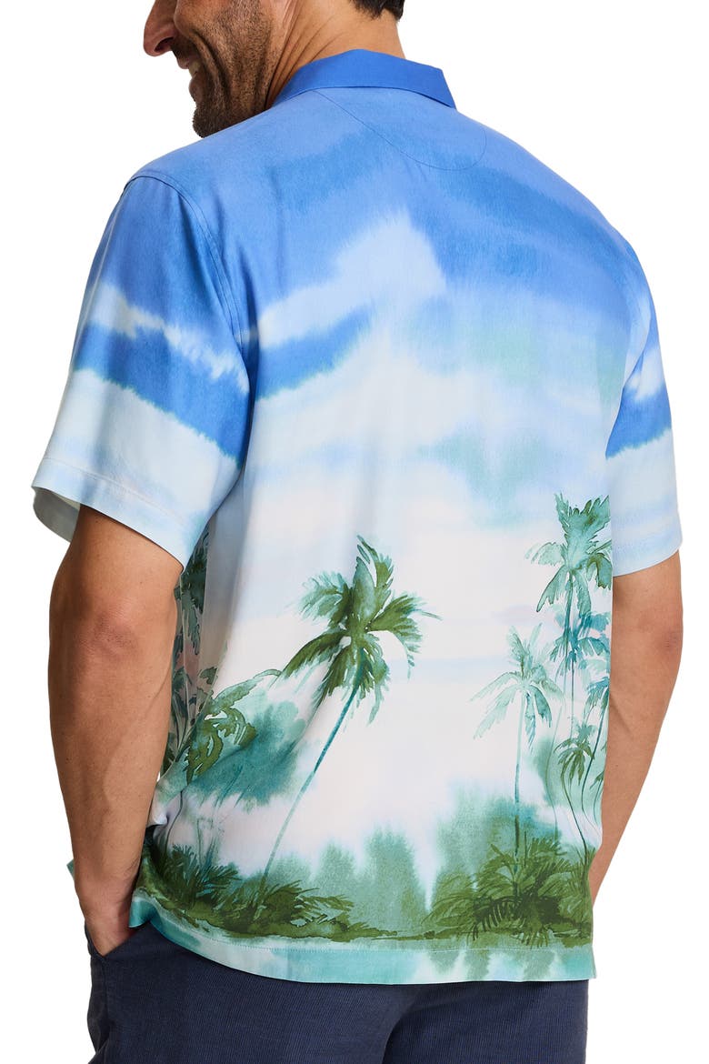 Palm Drift Silk Camp Shirt, Alternate, color, CABANA BLUE