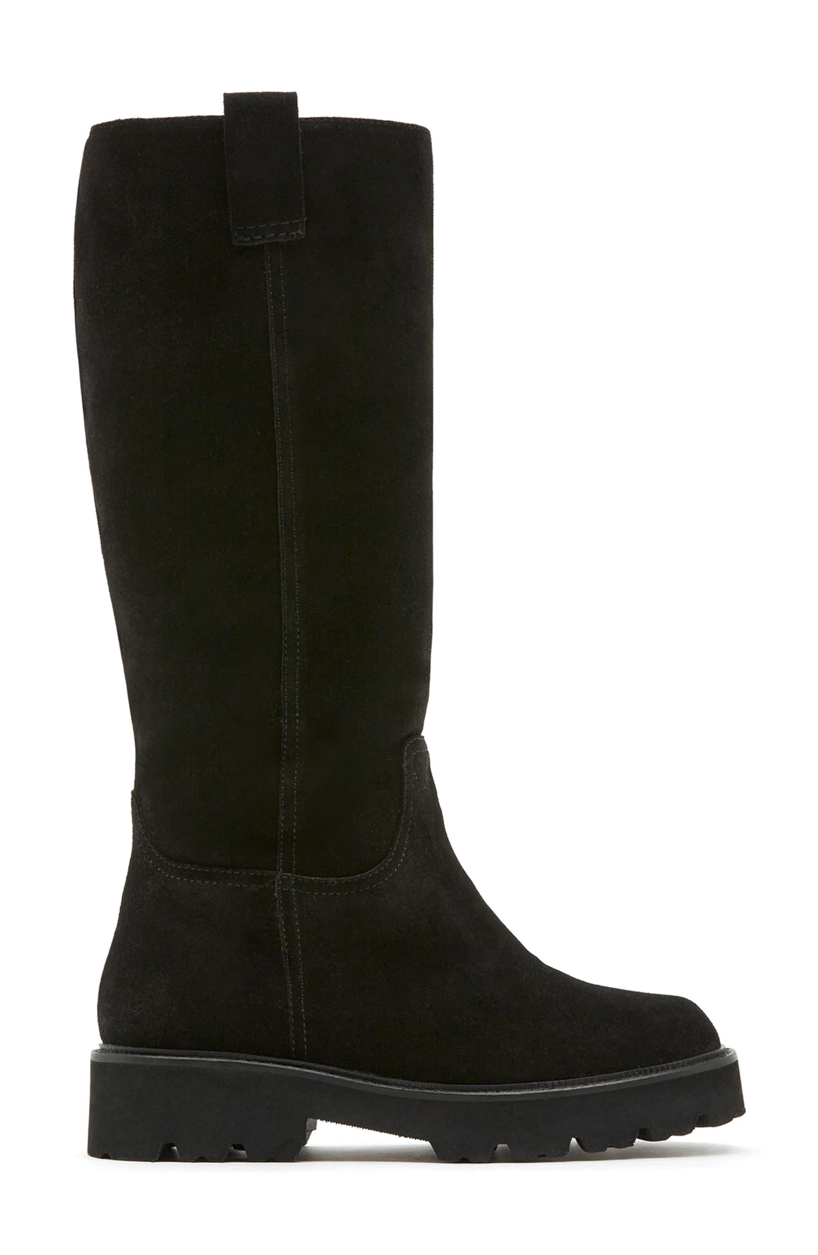 Adapt City Dry™ Leather Genuine Shearling Lined Knee High Boot, Alternate, color, BLACK SUEDE