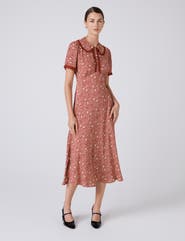 Ghost London Taylor Floral Crepe Midi Tea Dress