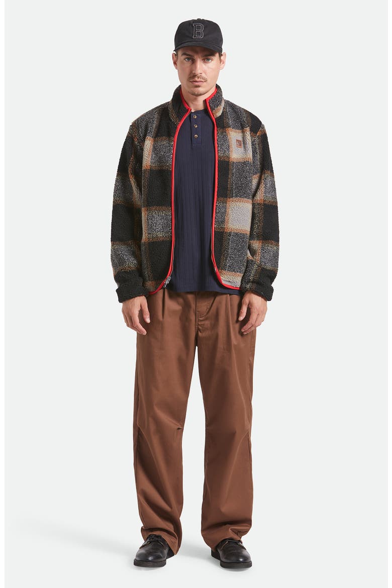 Buffalo Plaid Fleece Zip-Up Jacket, Alternate, color, BLACK/ CREAM