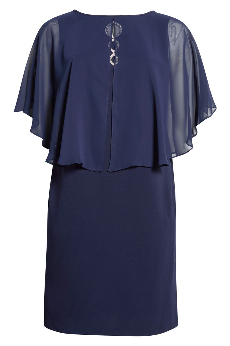 Cape Midi Dress, Alternate, color, NAVY