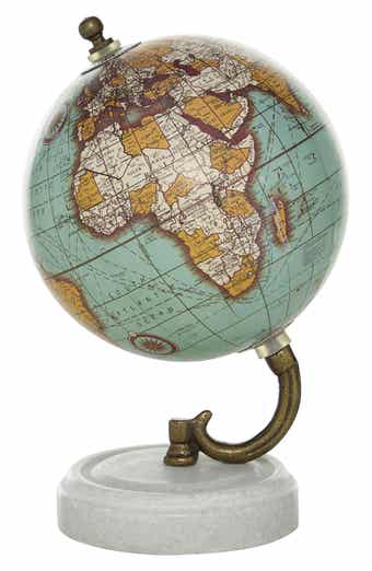 GINGER BIRCH STUDIO Teal Marble Globe with Marble Base
