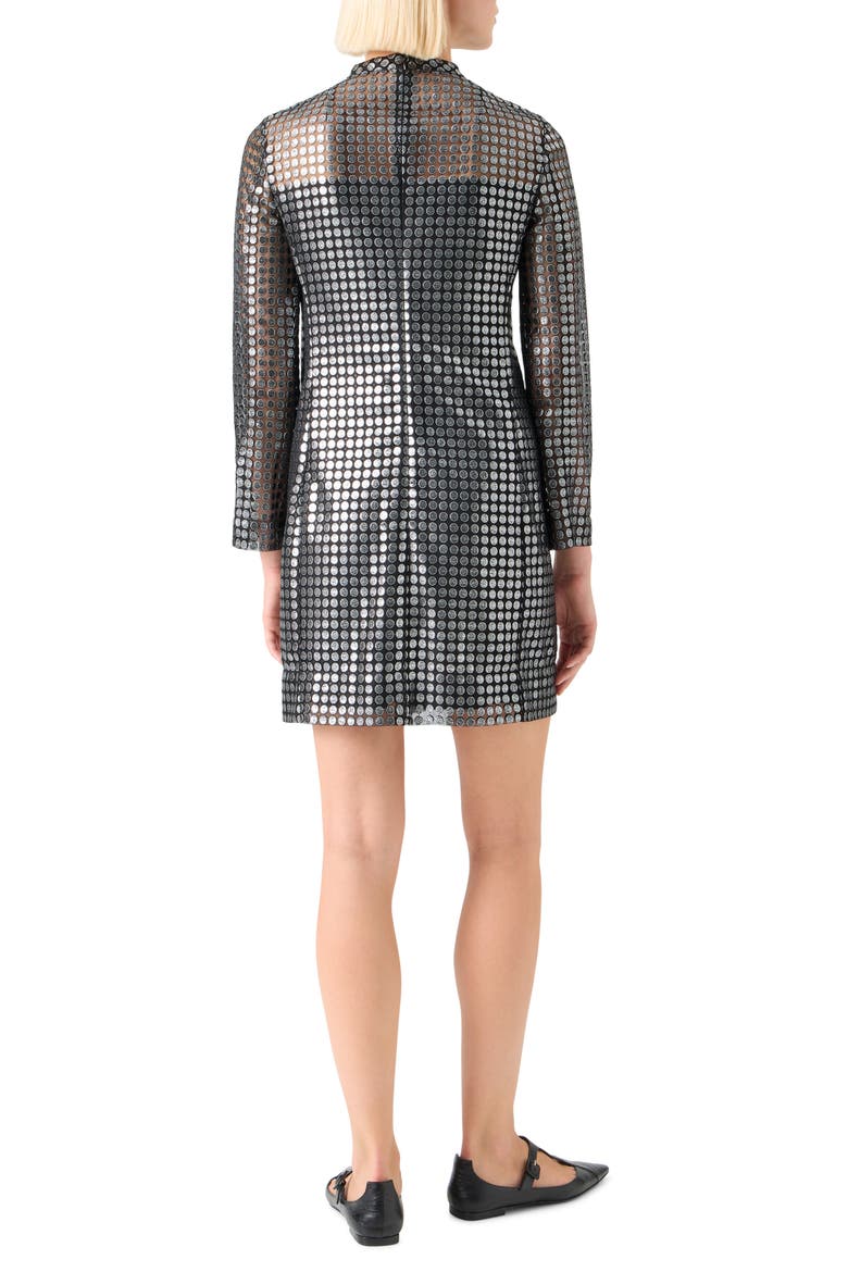 Dot Semisheer Long Sleeve Dress, Alternate, color, BRUSHED STEEL