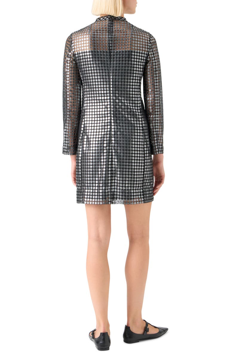 Akris punto Dot Semisheer Long Sleeve Dress, Alternate, color, Brushed Steel
