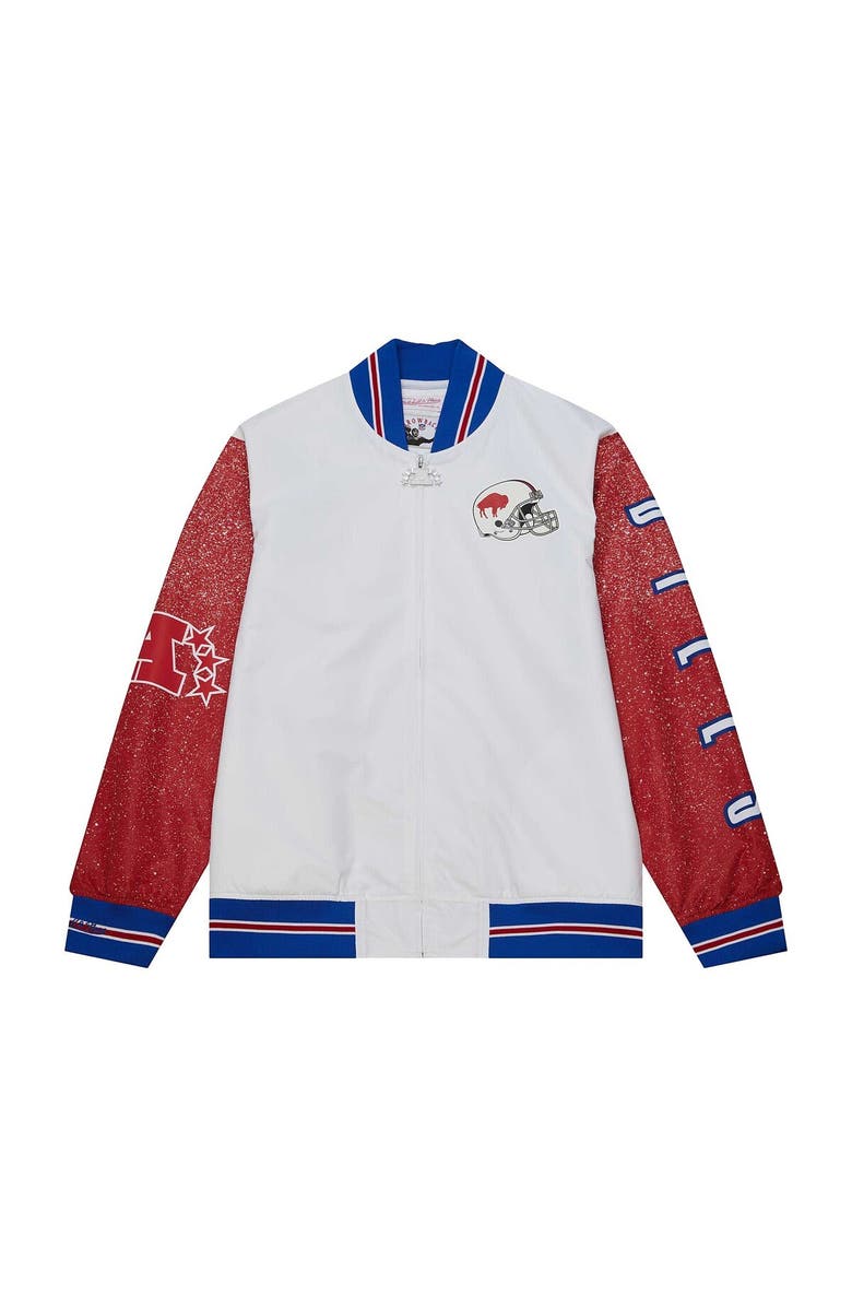 Mitchell & Ness Men's Mitchell & Ness  White Buffalo Bills Team Burst Warm-Up Full-Zip Jacket, Alternate, color, 
