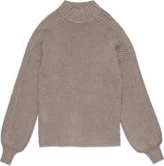 DELUC Nelson Balloon Sleeve Rib Mock Neck Sweater