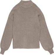 DELUC Nelson Balloon Sleeve Rib Mock Neck Sweater