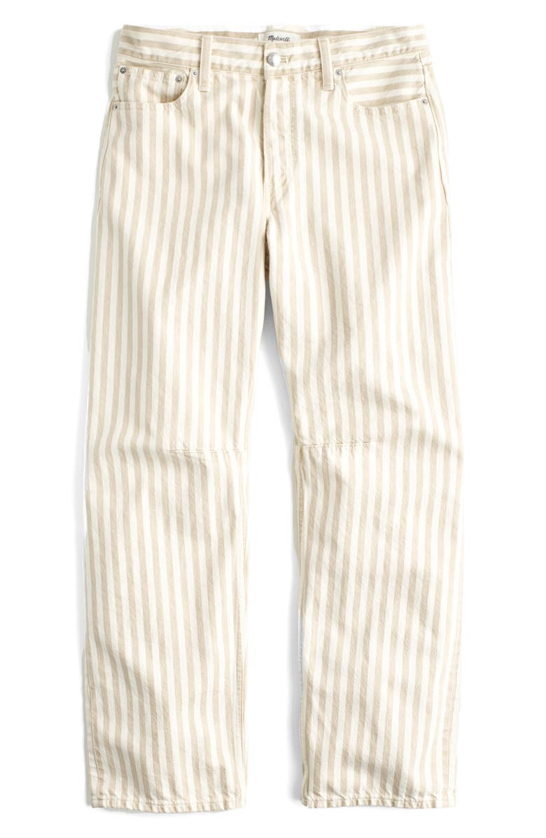 Madewell The Darted Airy Denim Barrel Leg Jeans, Main, color, Khaki Sand Stripe