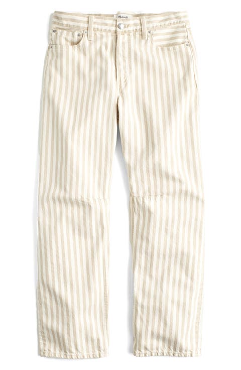 The Darted Airy Denim Barrel Leg Jeans (Khaki Sand Stripe)