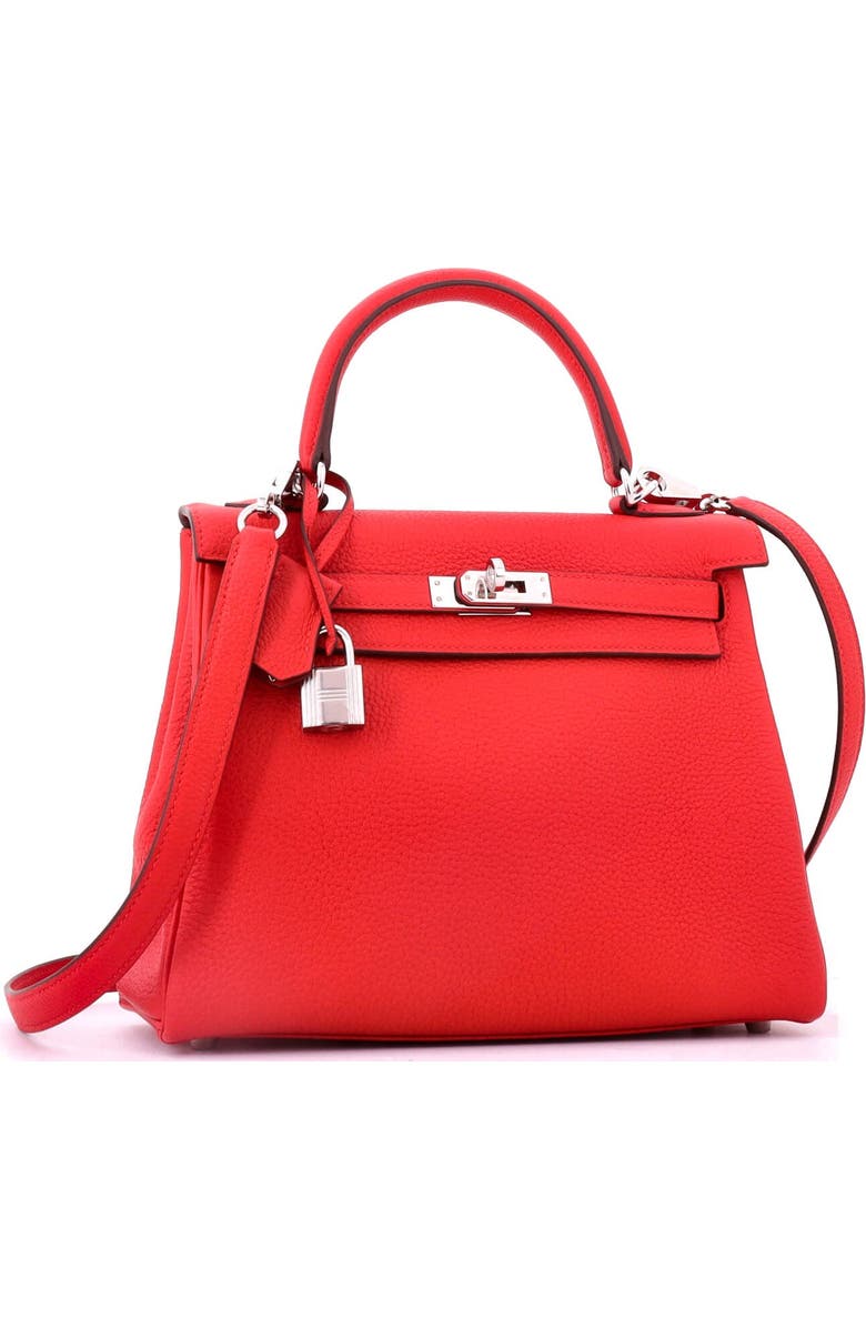 Pre-Owned Hermes Kelly Handbag Red Togo with Palladium Hardware 25, Alternate, color, Rouge De Coeur