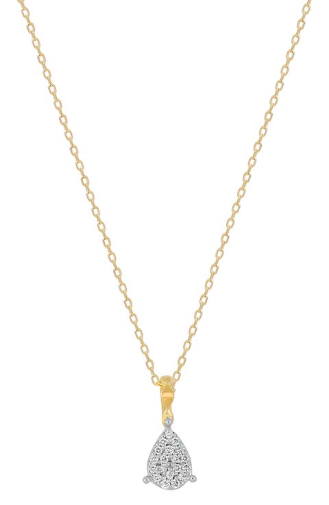 Mykonos 18K Gold Pavé Diamond Teardrop Pendant Necklace