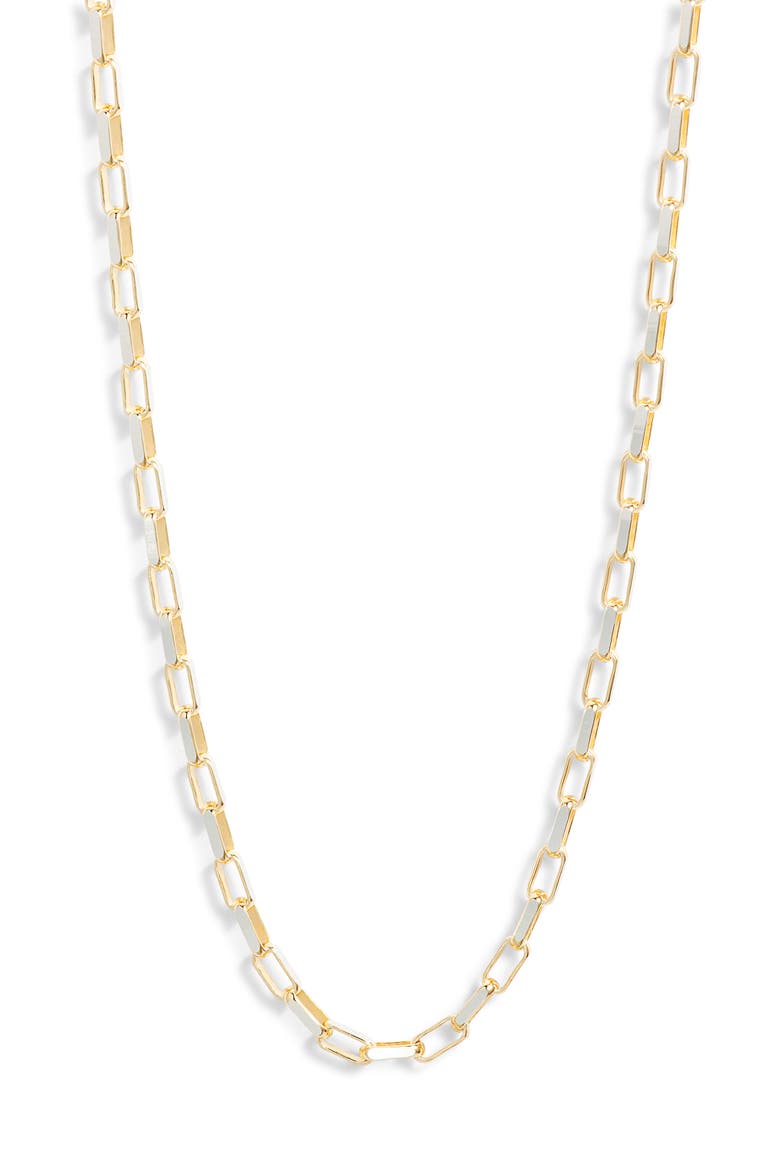 Two-Tone Paper Clip Chain Necklace, Main, color, GOLD