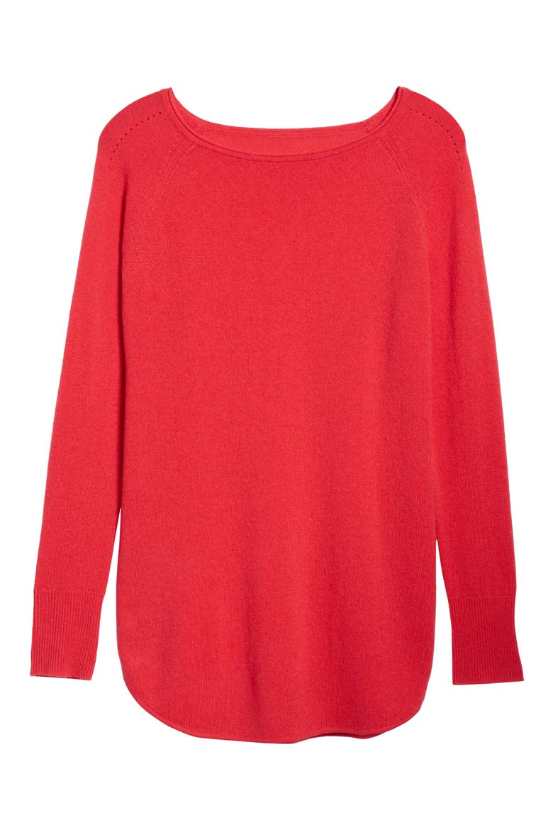 Shirttail Wool & Cashmere Boatneck Tunic, Alternate, color, PINK ROSE