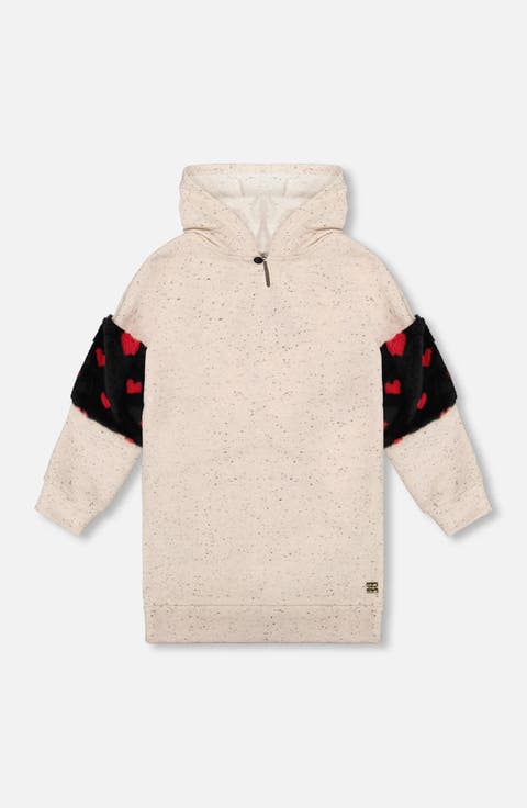 Hooded Glittering French Terry Dress with Heart Bag (Little Kid & Big Kid)