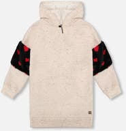 Deux par Deux Hooded Glittering French Terry Dress with Heart Bag