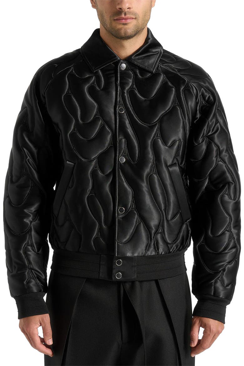 Ugo Satin Embroidered Jacket, Main, color, Black