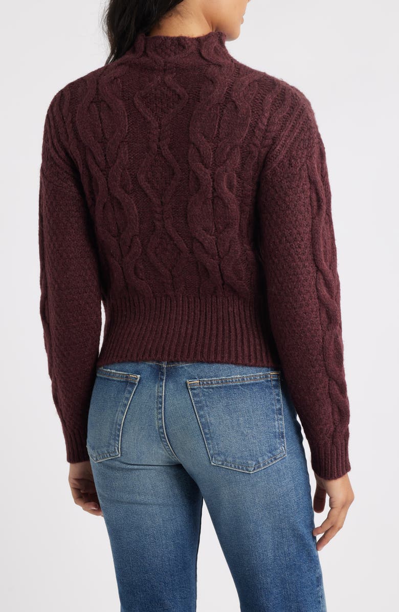 525 america Reba Funnel Neck Cable Sweater, Alternate, color, Oxblood