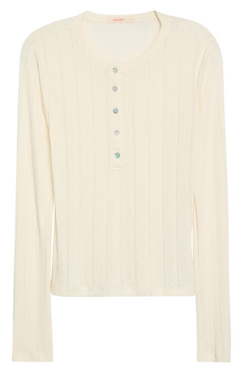 Pointelle Long Sleeve Henley